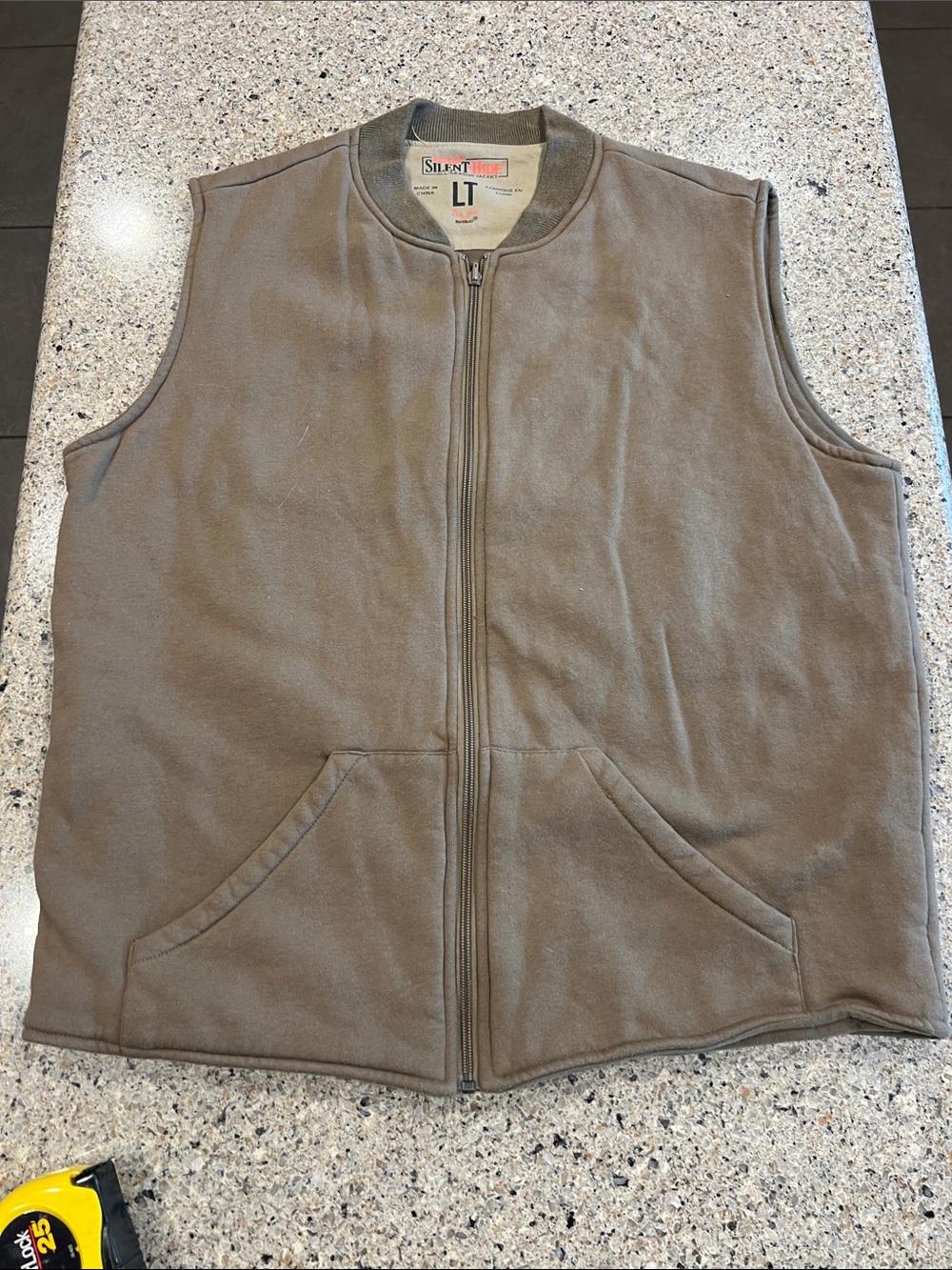 Men's full Zip-Front Sleeveless Sweater Vest - Brown redhead tall large z23